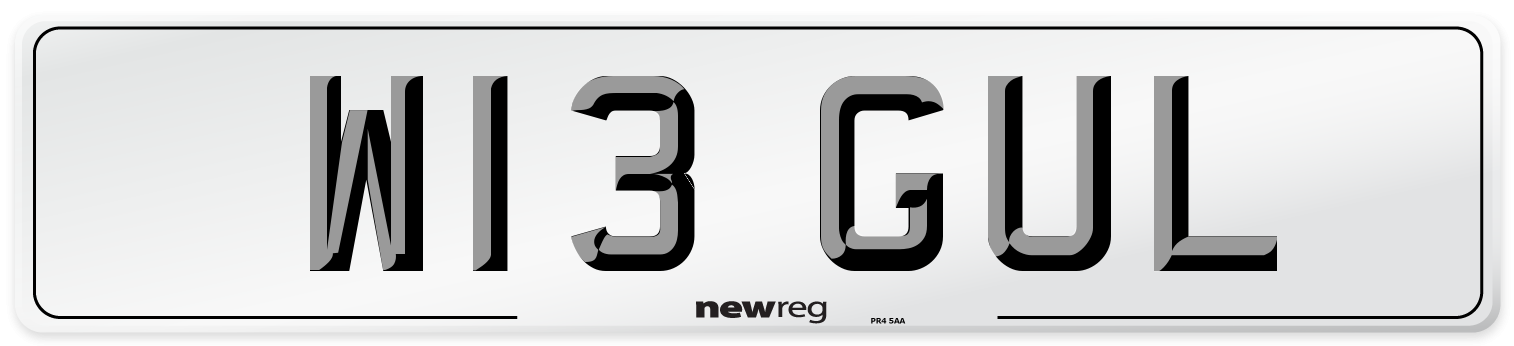 W13 GUL Number Plate from New Reg